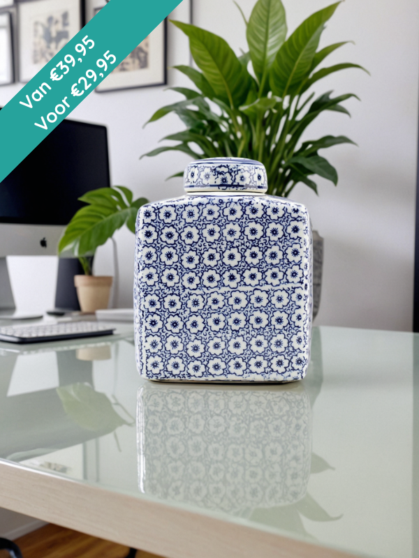 Urn Delfts Blauw - Bloemenprint